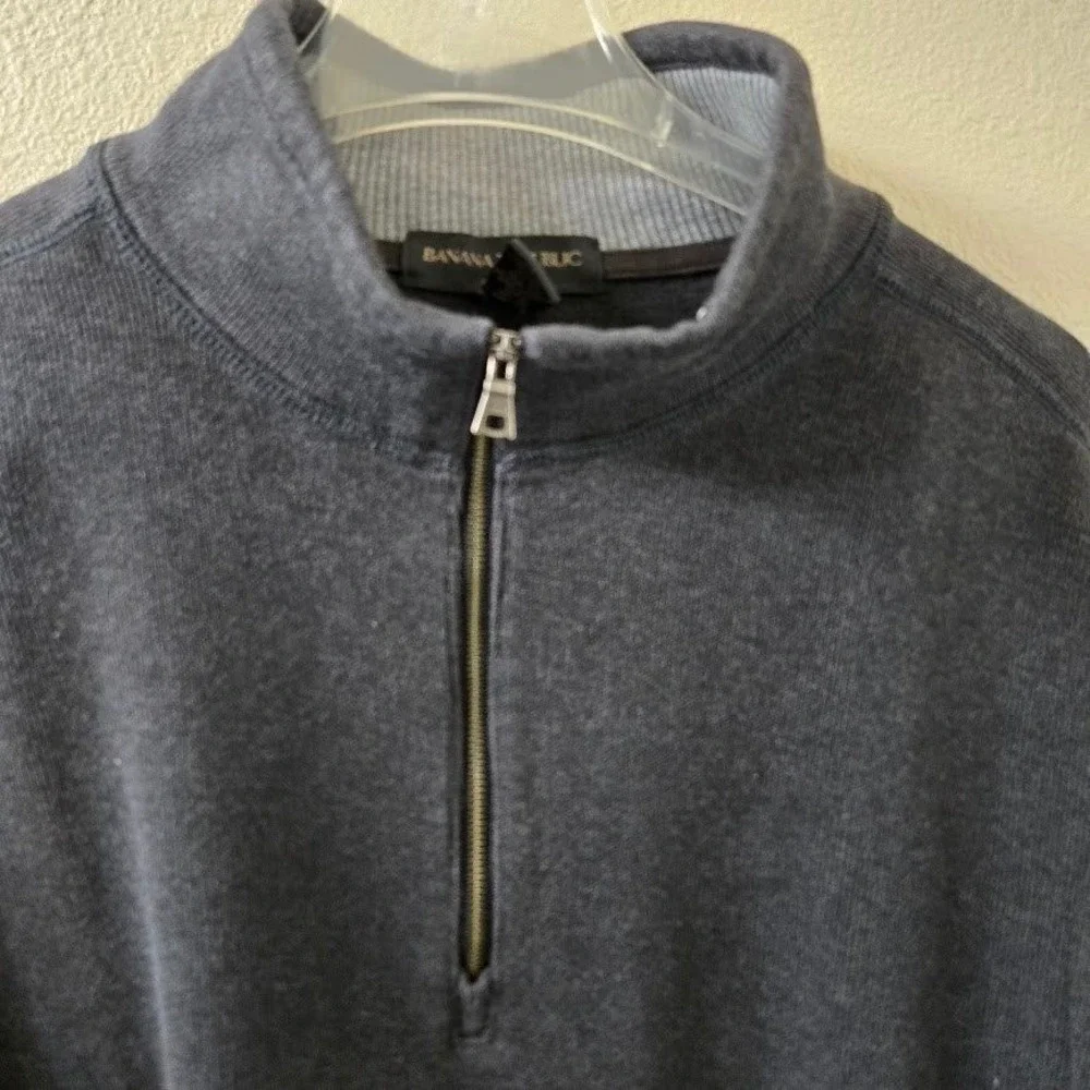 Banana Republic Gray 100% Cotton Quarter Zip Pullover Sweater‎ Size XL